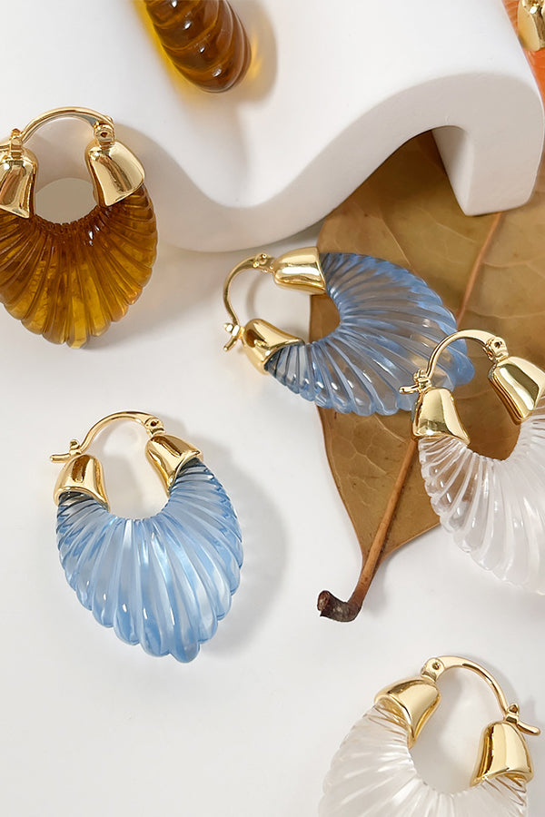 Fashion Candy-colored Glass-feel Striped Small Wing Earrings | Consonak