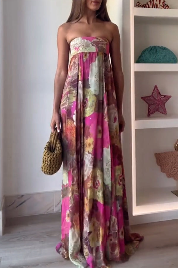 Shelia Ethnic Floral Print Off Shoulder A-line Maxi Dress | Consonak