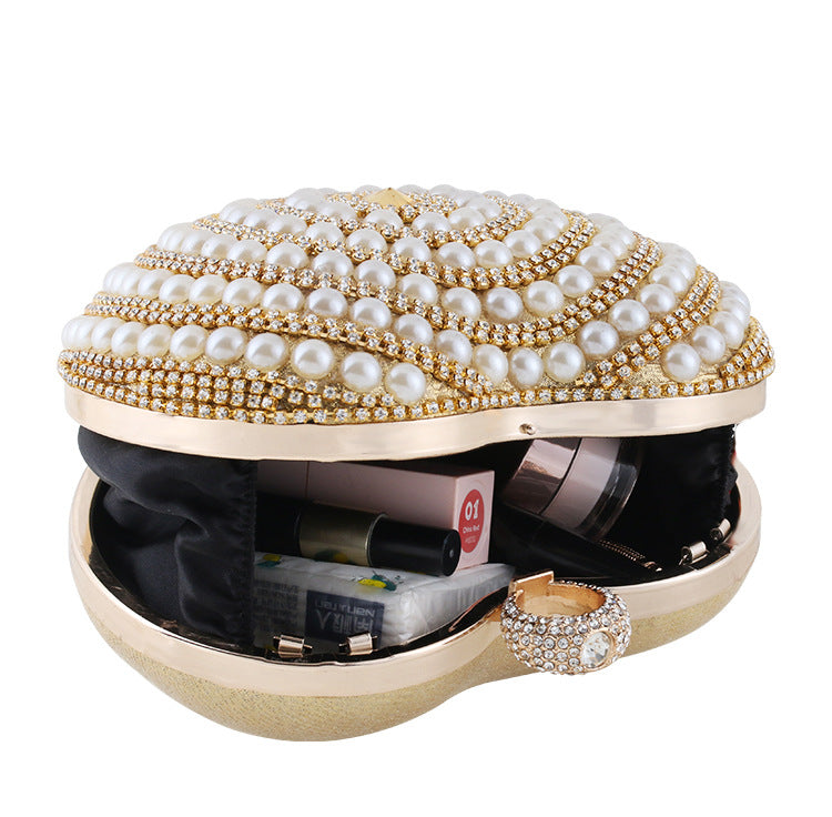 Banquet Fashionable Diamond-encrusted Pearl Versatile Handbag-consonak