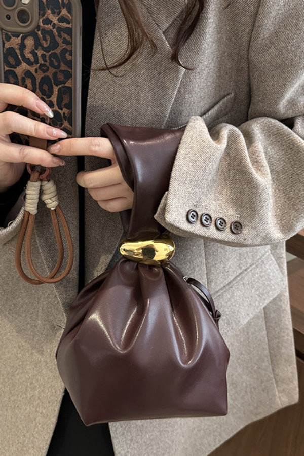 Retro Pleated Simple Bucket Bag-consonak