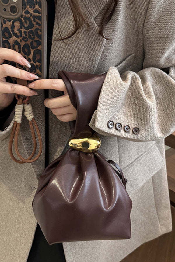 Retro Pleated Simple Bucket Bag-consonak