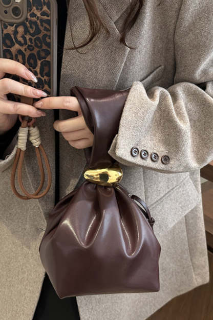 Retro Pleated Simple Bucket Bag-consonak