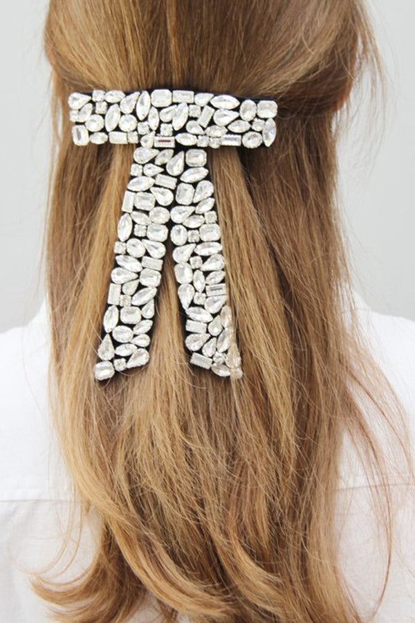 Luxurious Diamond-filled Velvet Bow Spring Clip Headdress-consonak