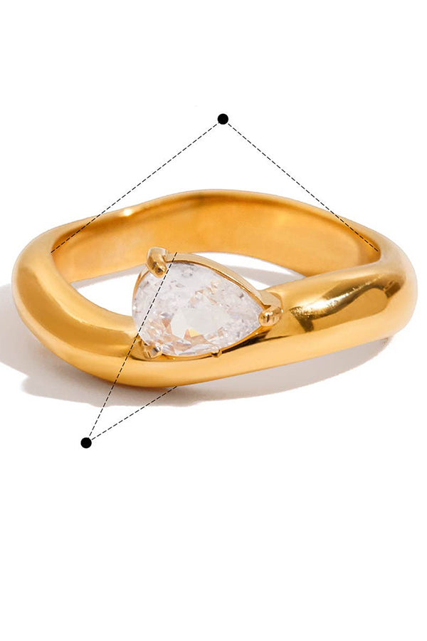 Fashion Stainless Steel Zircon Ring-consonak