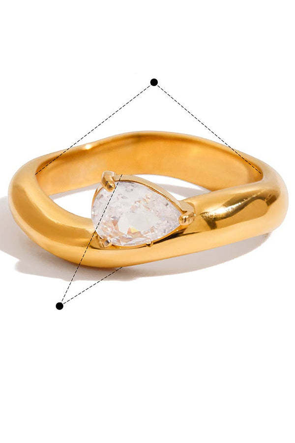 Fashion Stainless Steel Zircon Ring-consonak