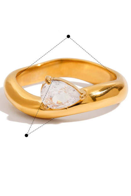 Fashion Stainless Steel Zircon Ring-consonak