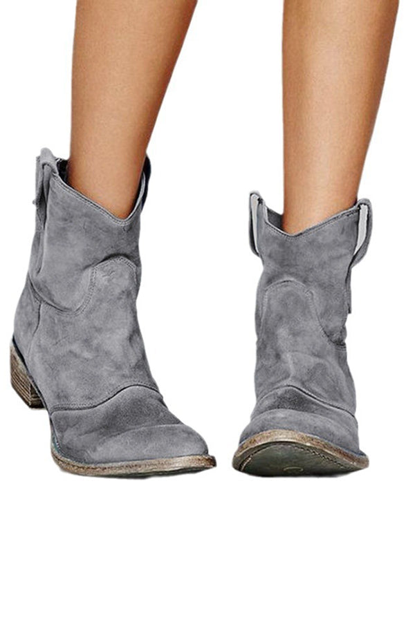 Faux Suede Mid-calf Boots with Low Heels-Consonak