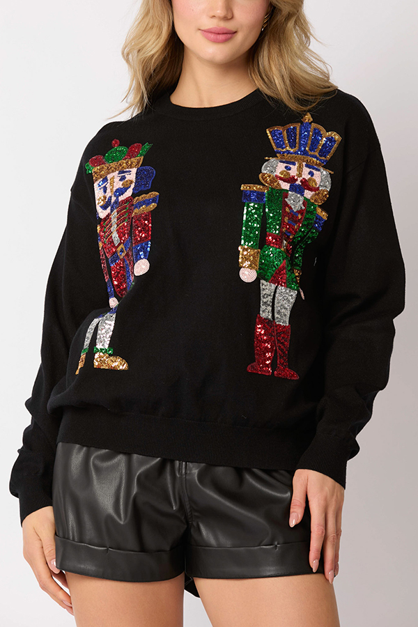 Christmas Soldier Sequined Fashion Casual Sweatshirt-consonak