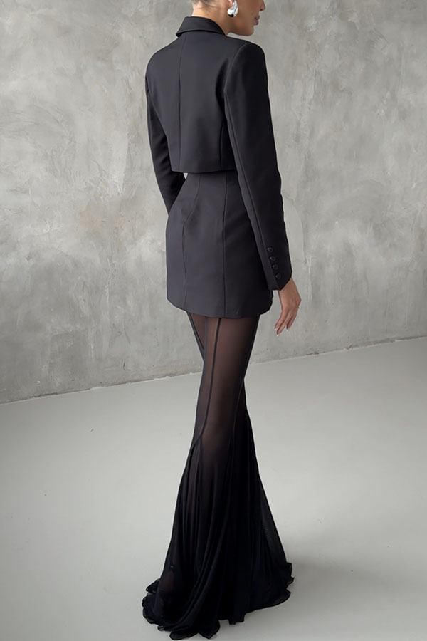 Deep Chic Mesh High Rise Elastic Waist Fishtail Stretch Pants-consonak