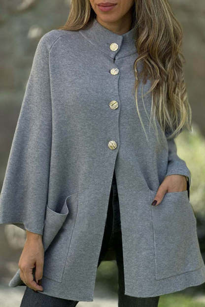 Solid Color Loose Long-sleeved Single-breasted Pocket Casual Jacket-consonak