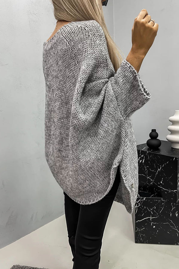 Remember Me Knit Crew Neck Poncho Loose Sweater | Consonak