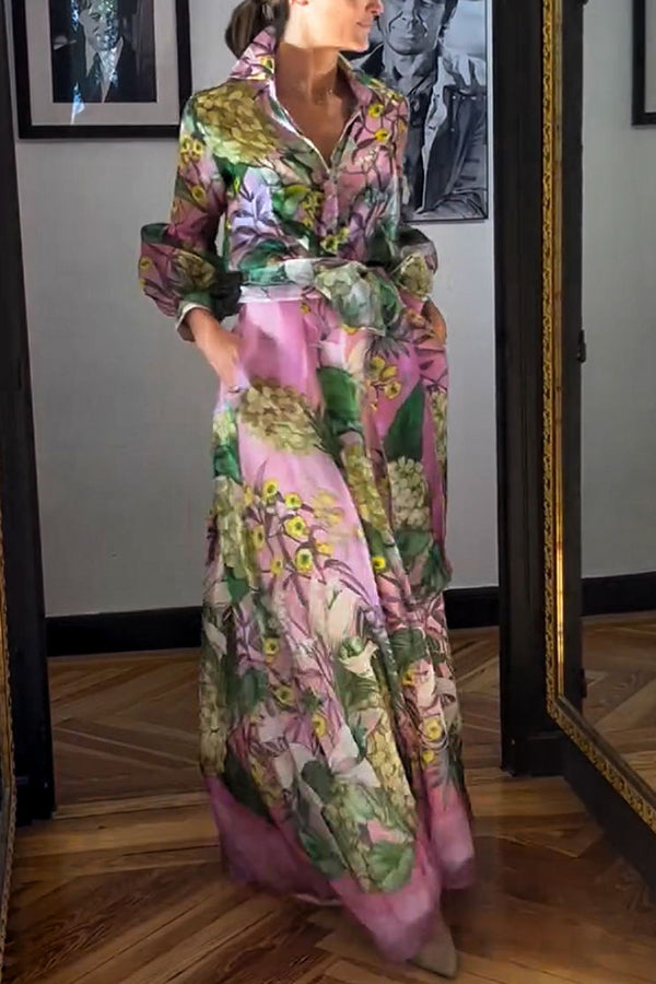Seeds of Happiness Tulle Floral Print Elastic Waist Belt Pocketed Maxi Skirt | Consonak