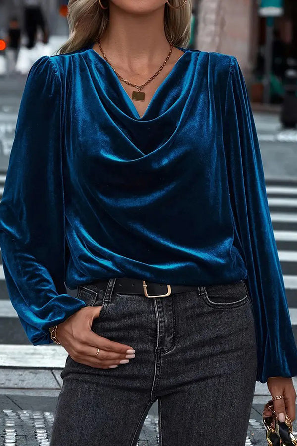 Fashionable Velvet Long-sleeved Loose Casual Top-consonak