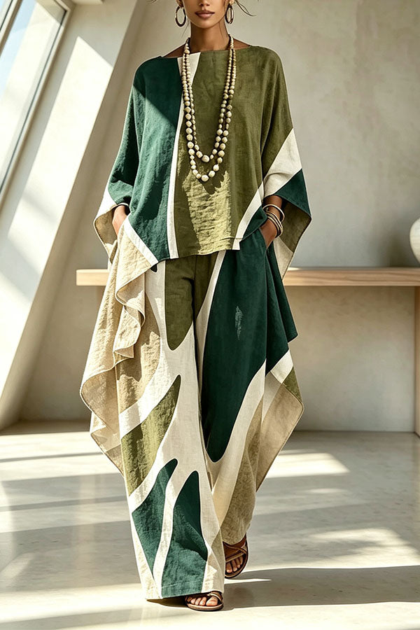 Geometric Pattern Color Blocking Irregular Slanted Set-Consonak
