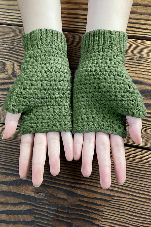 Knitted Sunflower Warm Half Finger Wool Gloves-consonak