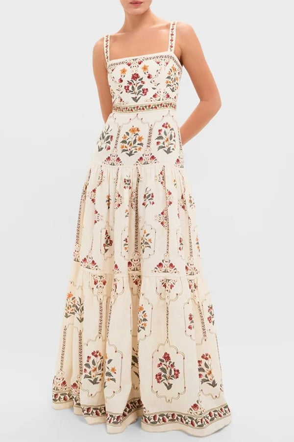 Positano Vintage Floral Cami Maxi Dress-Consonak
