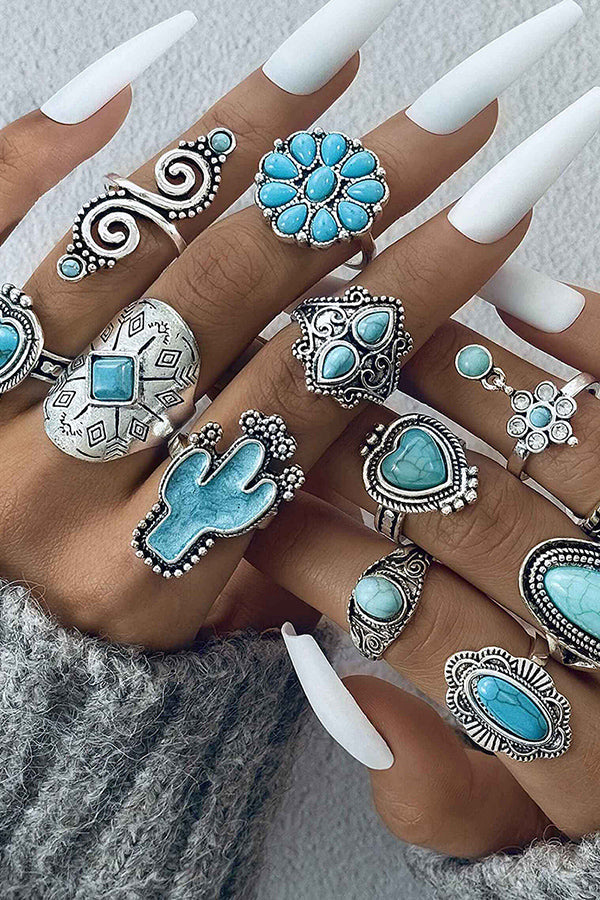 Bohemian Retro Turquoise Ring-consonak