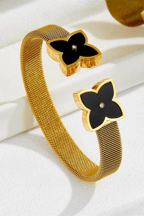 Fashionable Four-leaf Flower Metal Bracelet-consonak