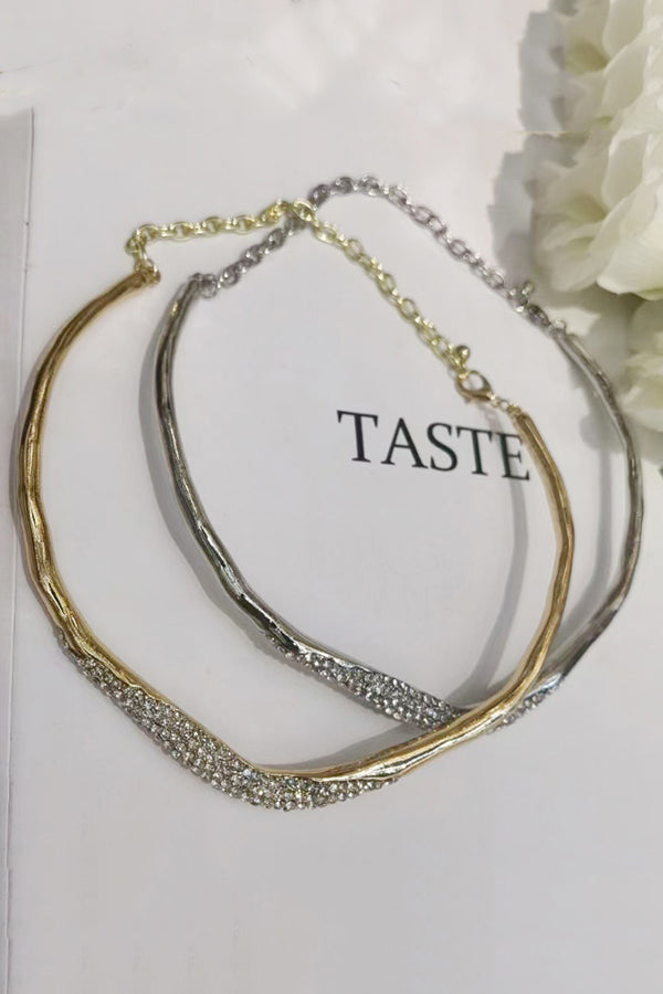 Simple and Light Luxury Metal Irregular Diamond Necklace-consonak
