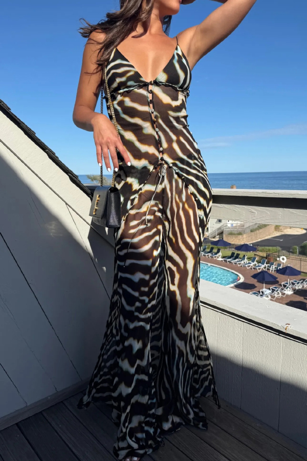 Zebra Print Drawstring Waist Casual Flared Pants | Consonak