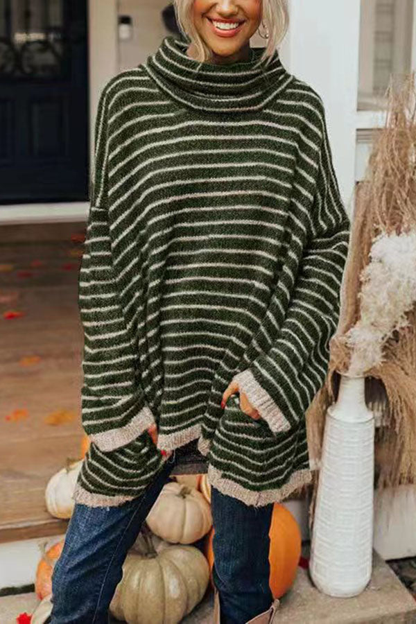 Perfect Timing Stripe Pocketed Tunic Sweater | Consonak