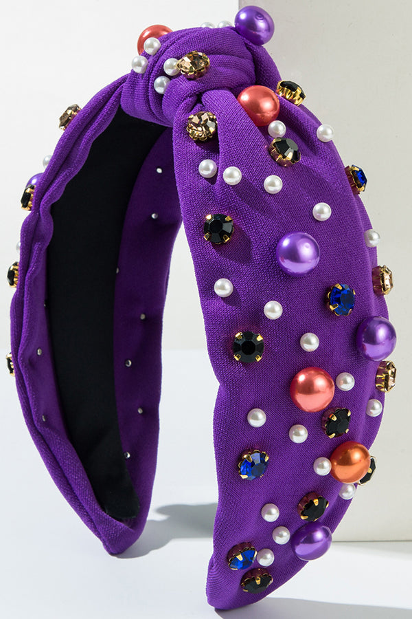 Halloween Fabric Knotted Rhinestone Headband-consonak