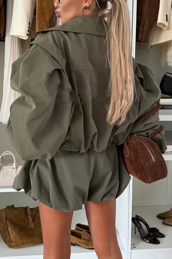 Fashion Style High Rise Elastic Waist Pocketed  Bloomer Shorts-consonak