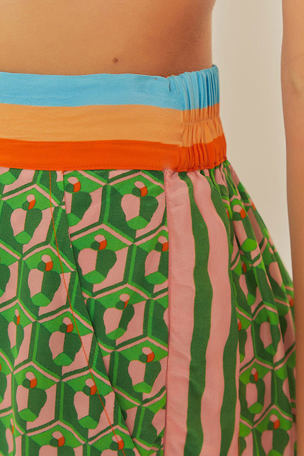 Brazil's Joyful Spirit Colorful Unique Print Elastic Waist Pocketed Loose Bloomer Pants | Consonak