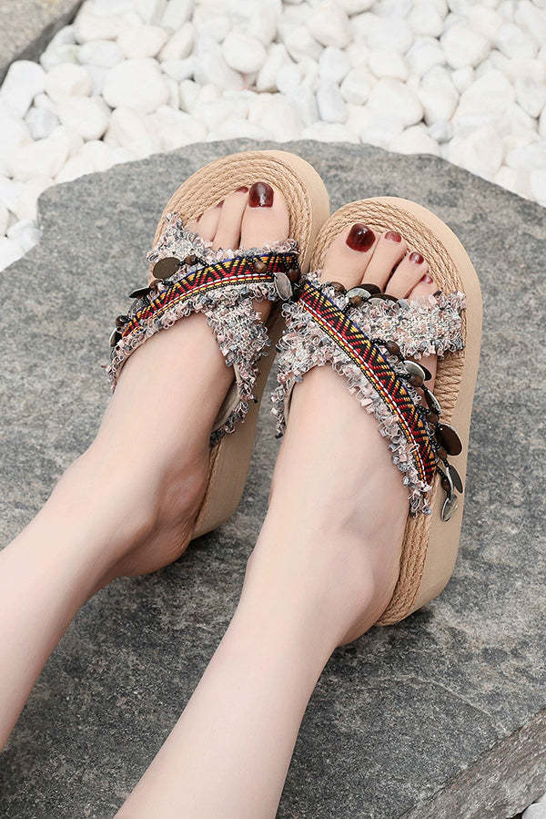 Bohemian Ethnic Style Tassel Beach Shoes-consonak