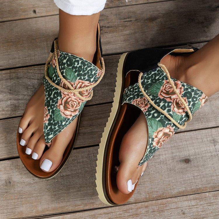 Independence Day Summer New Printed Back Zipper Roman Beach Sandals-consonak