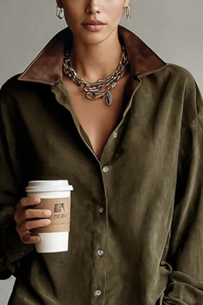 Fashionable Loose-fitting Long-sleeved Shirt-style Retro Mini Dress-consonak