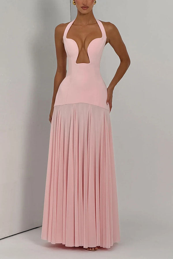 Seraphina Deep V Maxi Dress-Consonak