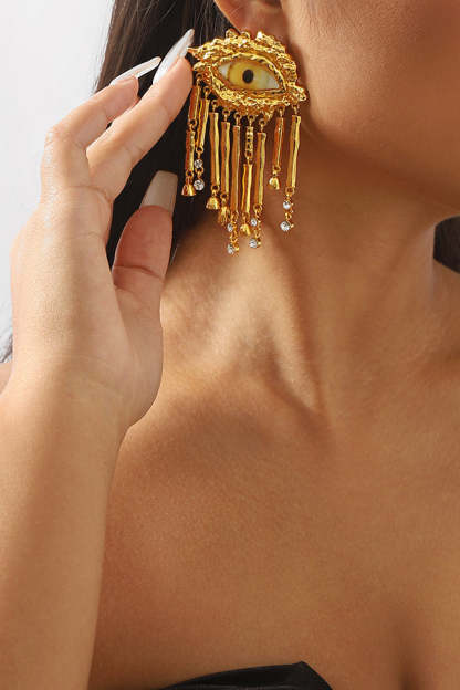 Vintage Evil Eye Tassel Earrings-consonak