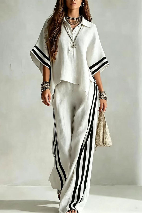 Striped Side-Panel Two-Piece Sets-Consonak