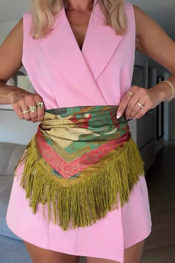 British Retro Diamond Tassel Square Scarf-Consonak