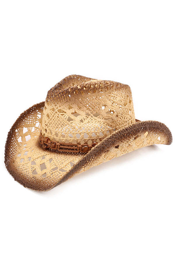 Vintage Western Cowboy Hollow Woven Straw Hat-consonak