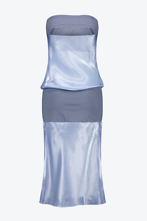 Radiant and Dazzling Metallic Color-block Knit Panel Strapless Midi Dress