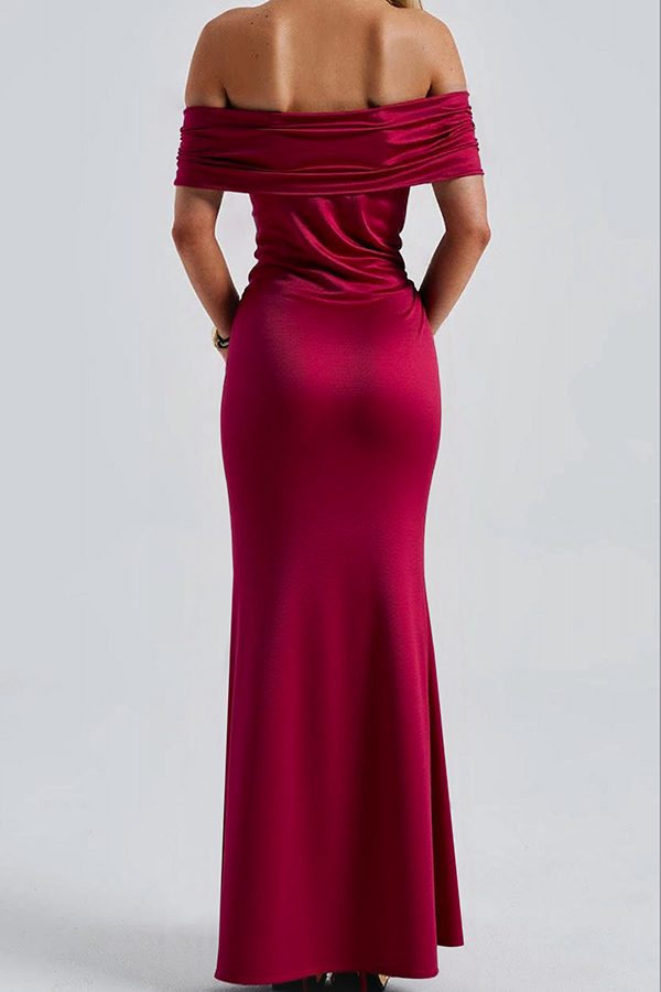 Sexy Off-shoulder Fitted High Slit Elegant Maxi Dress-consonak