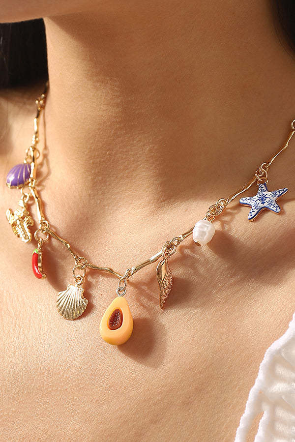 Bohemian Ocean Style Rice Bead Necklace-consonak