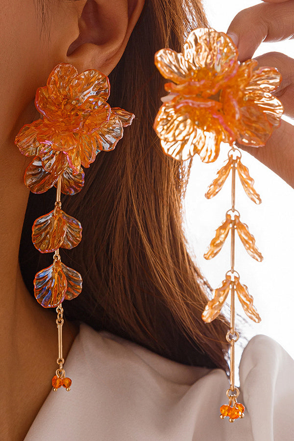 Fashionable Tassel Floral Mermaid Pearlescent Earrings-consonak