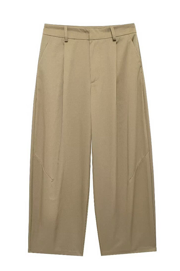 Classic Charm Mid-rise Pocketed Loose Cropped Pants-consonak