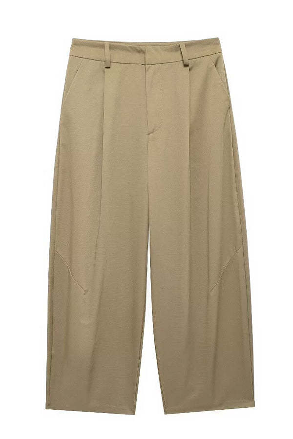 Classic Charm Mid-rise Pocketed Loose Cropped Pants-consonak