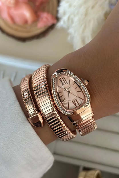 Fashionable Quartz Snake Bracelet Watch-consonak