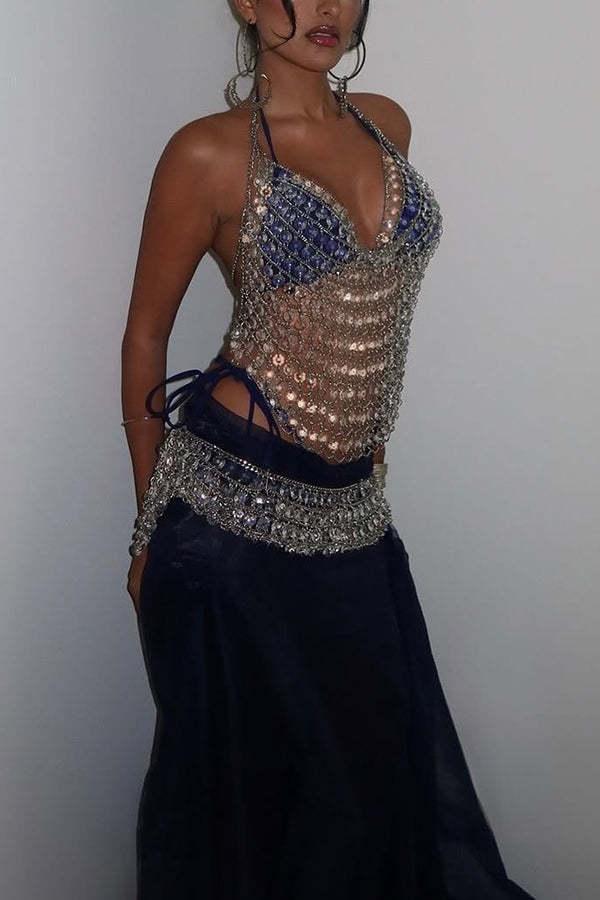 Sexy Water Drop Hollow Chain Splicing Body Chain-consonak