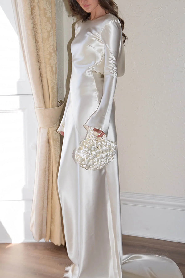 Pearl Eden Satin Back Open Cowl Neck Gown Maxi Dress-consonak