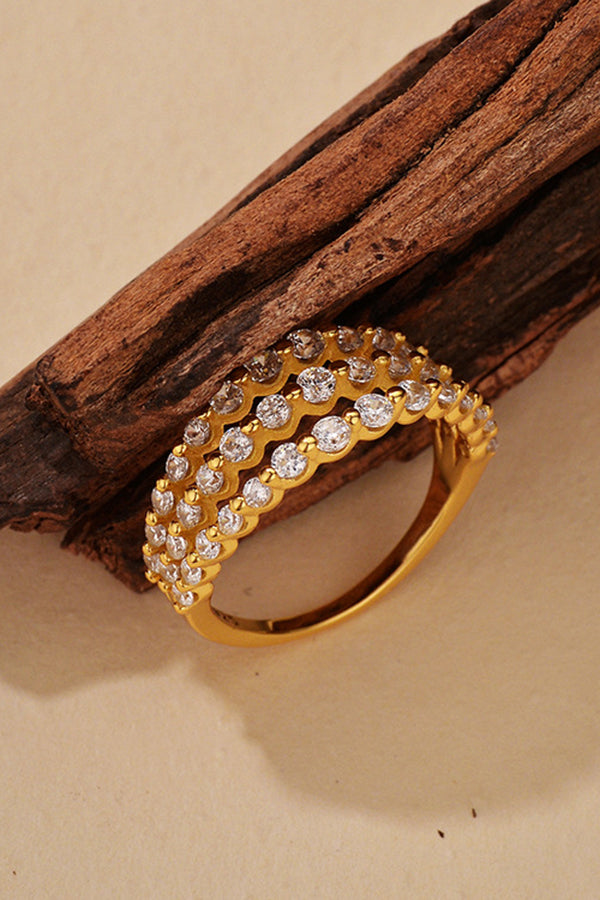 Fashionable Three-layer Micro-paved Zircon Ring-consonak
