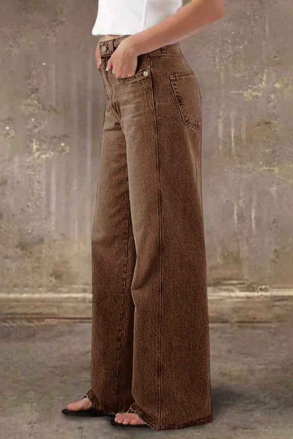 Stylish Casual Pocket Loose Straight Leg Jeans
