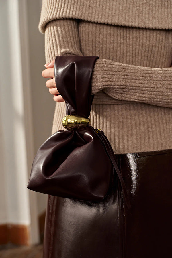 Retro Pleated Simple Bucket Bag-consonak