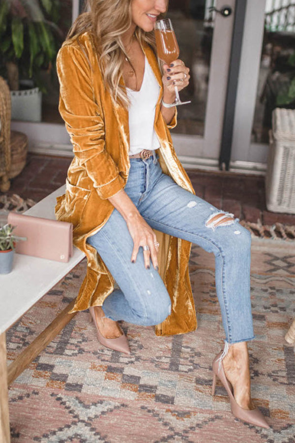 Cheering My Way Velvet Kimono Coat | Consonak