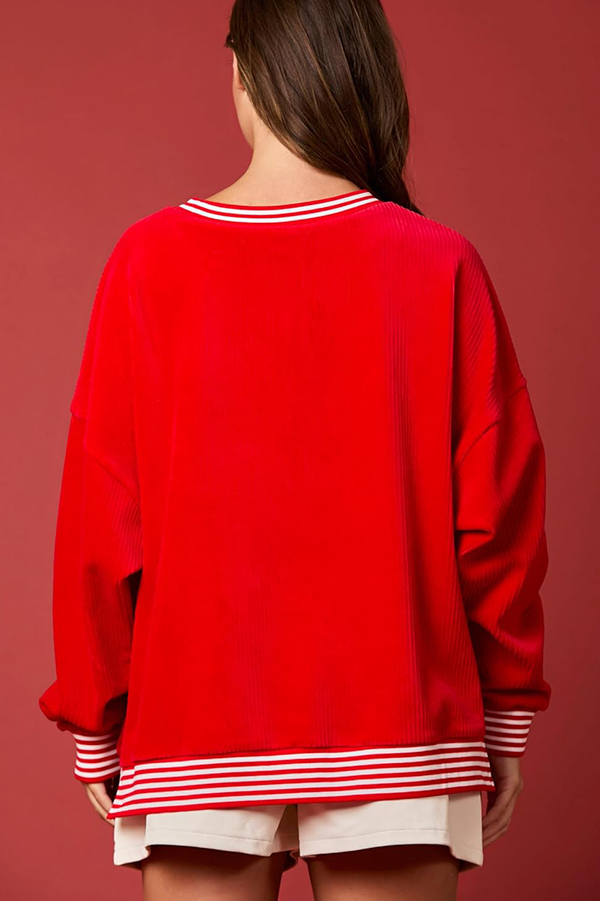 Christmas Decoration Sequined Round Neck Long Sleeve Sweatshirt-consonak